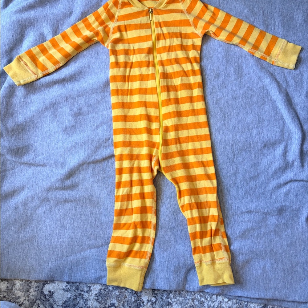 90’s Hanna Andersson Yellow and Orange Striped Footie